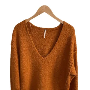 Free People Burnt Orange Alpaca Oversized Fuzzy Knit Sweater‎ Size Medium Women thumbnail 5