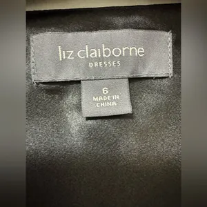 Vintage Y2K Liz Claiborne Black Party Dress Ruffled Tiered Bow Drop Waist 6 thumbnail 3