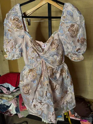NWT Buddy Love Colby Spacey Metallic Floral Puff Sleeve Mini Dress Size Medium thumbnail 2