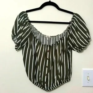 Mi Ami Crop‎ Top Stripes Green Size M thumbnail 1