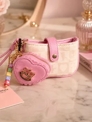 Juicy Couture Sweet Break Time Wristlet Sandstone Pink Heart Pouch NWT thumbnail 2