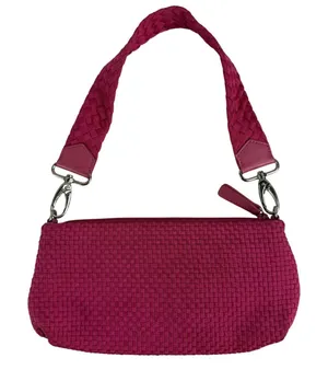 Vtg Y2K The Sak Small Pink Woven Shoulder Bag‎ Silver Zipper Femme Twee Crochet thumbnail 1