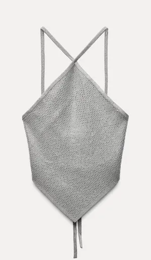 ZARA Open Back Sparkly Crop Top thumbnail 3