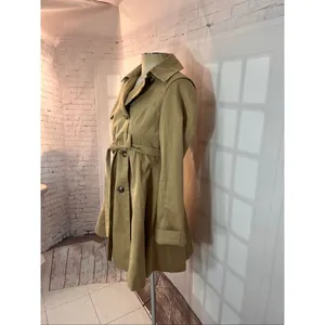 ASOS Tan Cotton Twill Double Breasted Belted Classic Trench Coat Size 2 thumbnail 3