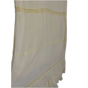 POL Maxi Dress Size Large Butter Yellow Tiered Lace Boho Peasant thumbnail 7