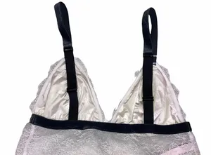 Victoria’s Secret White lace And Black Velvet Bralette thumbnail 2
