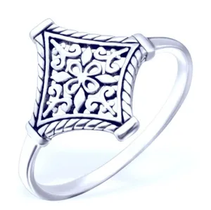 14k White Gold Plated 316L Cut Out‎ Filigree Ring, Size 6 thumbnail 1