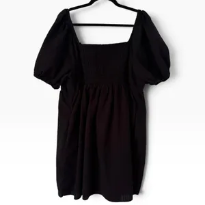 Old Navy Black Textured Puff Sleeve Babydoll Dress Size XL thumbnail 2