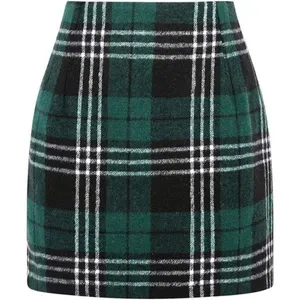 ✨Womens Wool Plaid Mini Skirt High Waisted Bodycon Pencil Sz S Skirt✨ thumbnail 2