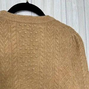 J. Crew Stretch Wool Cable Knit Crewneck Sweater Camel size M Medium BB408 thumbnail 10