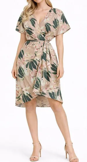 Aritzia Babaton Wallace pink floral faux wrap dress small thumbnail 1