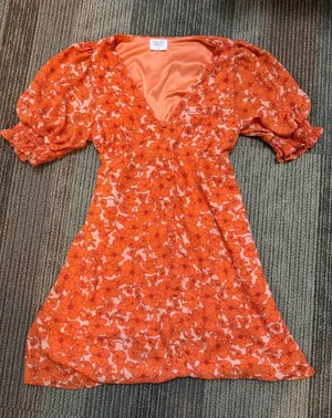 Sienna Sky Orange Floral Dress thumbnail 1