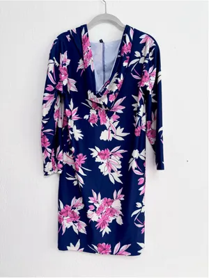 Women's Nautica Floral Swim Coverup Dress, Size L, Blue and Pink thumbnail 2