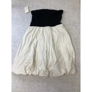 A New Day Womens Strapless Bubble Hem Mini‎ Dress Black Cream Small NEW thumbnail 5