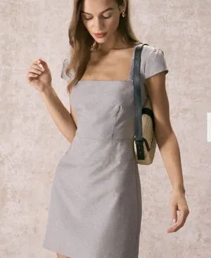 RIHOAS The Grey Square Neck Cap Sleeve Mini Dress 3 thumbnail 2