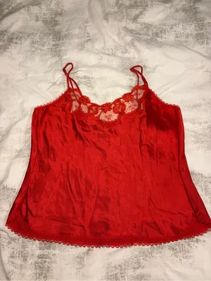Vintage Warner’s Scarlet Red Satin Lace Cami thumbnail 2