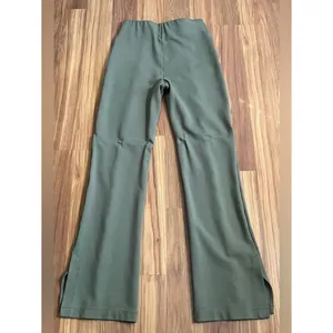 Abercrombie & Fitch Olive Green High Rise Flare Pants Pleat Split Hem Size M thumbnail 2