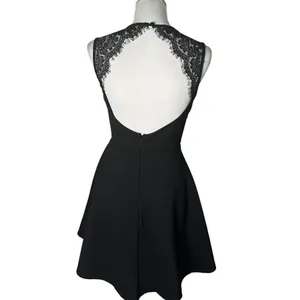Lulus Women's Black Lace Open Back Skater Short Dress Size M Cocktail Fit & Flare thumbnail 10