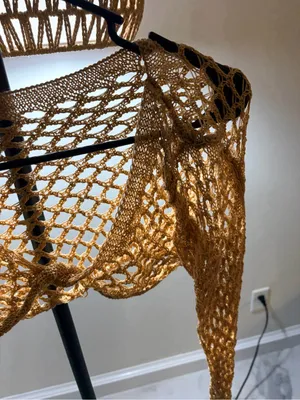SHEIN Open-Knit Mustard Cropped Shrug thumbnail 6