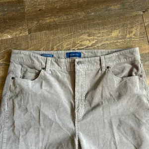 Talbots Womens‎ 16 High-Waist Straight-Leg Corduroy Pants Gray Stretch Cotton thumbnail 2