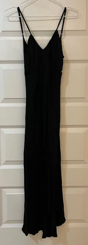 Size S Wild Fable Spaghetti Strap Black Double Lined Midi Dress thumbnail 1
