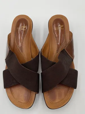 Dansko Ava Brown stretch Fabric Wedge Sandals Slip On Women's Size 38 US 7.5-8 thumbnail 6