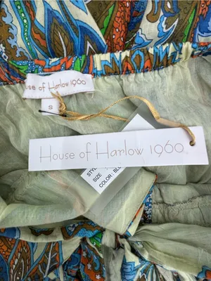 House of Harlow 1960 Green Blue Orange Paisley Lined Dress 100% cotton thumbnail 2