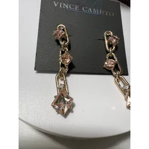 Vince Camuto Gold Tone Champagne Crystal Chain Link Drop Earrings Womens‎ New thumbnail 5