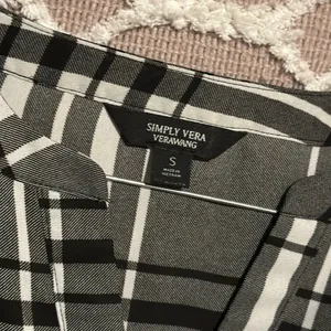 Simply Vera Wang Plaid Detailed Button Up Flannel Half Shirt Pullover thumbnail 2
