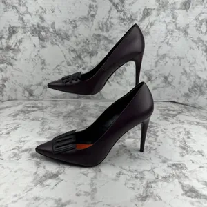 Kenzo Womens LOVE Pumps Heels Size 38 US 7.5 Burgundy Wine Black Statement Shoes thumbnail 5