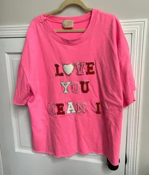 Judith March love you oversized pink short sleeve XXL thumbnail 1
