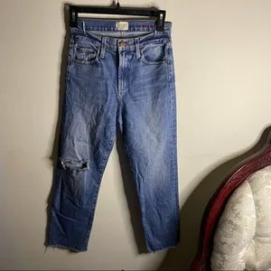 Alice + Olivia Amazing Double Waist Straight Leg Jeans in Watch Me- Size 25 thumbnail 4