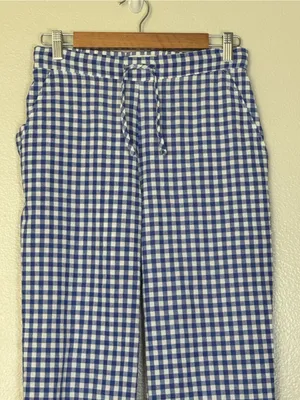 Sonderhaus Perfect Pants Blue & White Gingham Relaxed Fit Cotton Pants Size XS thumbnail 4