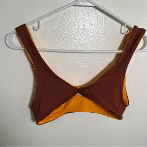 L*Space Women's One Wave Reversible Bikini Top Tan Brown Orange‎ V-Neck Strappy thumbnail 5
