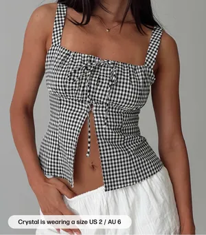 Modern Gingham Top Princess Polly thumbnail 1