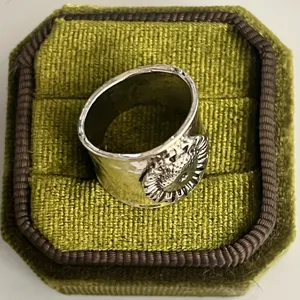 Bohemian Flower Design Wide Band Stainless Steel Silver Size 6 thumbnail 3