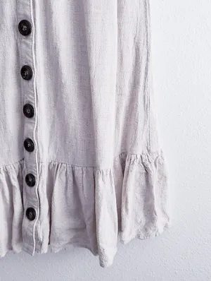 Olivaceous Button Down Ruffle Mini Bohemian Dress thumbnail 5
