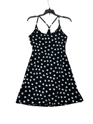 Outdoor Voices size XS Black Tank dress White Polka Dots athletic cute thumbnail 2