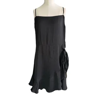 Express Black Ruffle Square Neck Wrap Mini Dress Womens Large NWT Tie Waist thumbnail 3