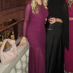 REVOLVE Long Sleeve Ruched Sheer Maxi Dress in Plum thumbnail 2
