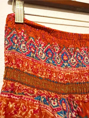Hippie Pants harrem pants, flowy and soft rayon, bohemian print, pull up, sz M/L thumbnail 3