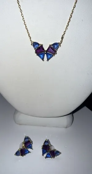 Kendra Scott Blair Butterfly Pendant‎ Necklace & Earrings Set Gold Tone thumbnail 1