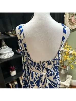 Alexis for Target Asymmetrical Botanical Blue Dress – Size M thumbnail 8