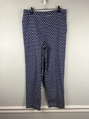 Boden elastic waist pants scalloped design navy & white size 8 thumbnail 2