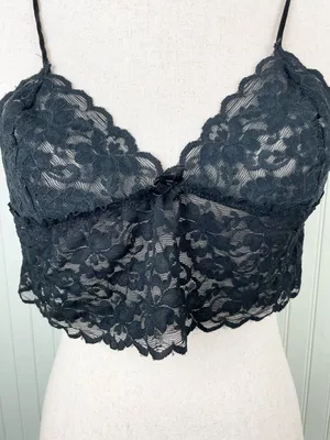 Vintage 80s 90s Alana Gale Sheer Black Lace Bralette Cami Small Dark Coquette thumbnail 2