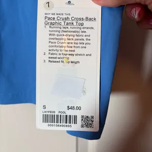 Lululemon Pace Crush Cross-Back Graphic Tank Top SZ S Sold Out Color Pool Blue thumbnail 4