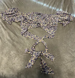 Shein Purple Floral Crop Top thumbnail 1