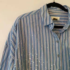 Pilcro Anthropologie Blue Stripe Button Down Shirt Preppy Oversized XS / Small thumbnail 4