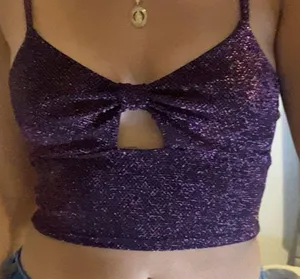 Rue 21 Dark Purple Sparkly Cut Out Top thumbnail 4