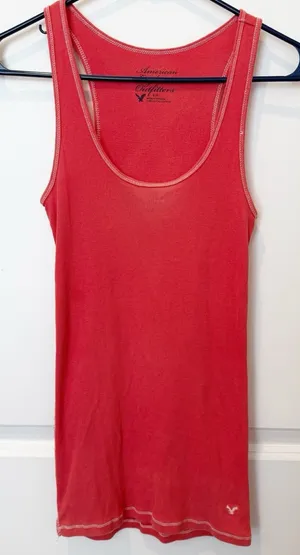 Vintage American Eagle Womens Y2K Rib‎ Tank Top Small Preppy Pink Bella Swan thumbnail 1
